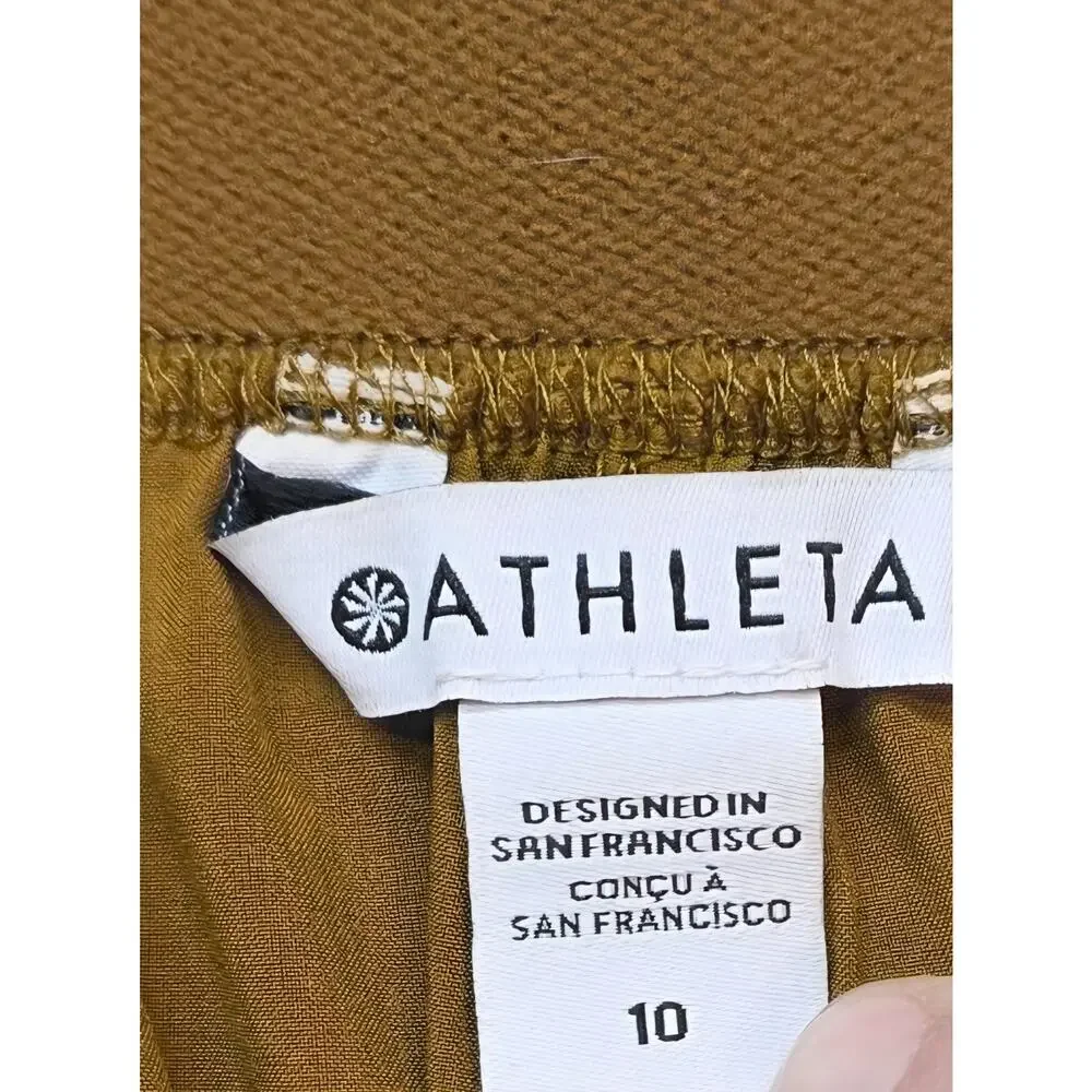 Athleta Vienna NWOT Cargo Pants Sz 10 Mustard Gold Travel Utility Wide-leg
